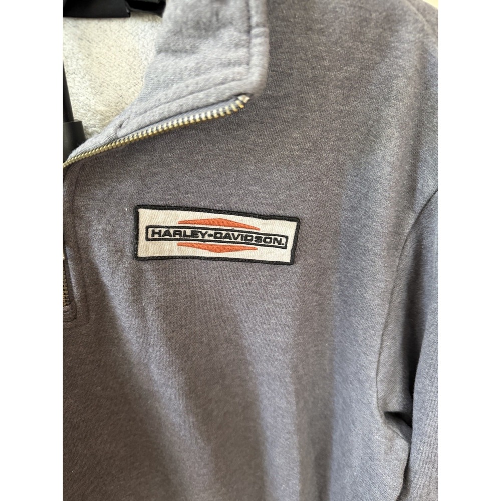 Harley Davidson Motorclothes Mens M Gray 1/4 Zip Fleece Back Graphic Sweatshirt - Picture 2 of 8